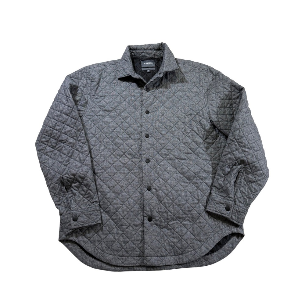 Bonobos Quilted Shirt Jacket XL Grey Slim Fit Shacket Academia Preppy Heritage